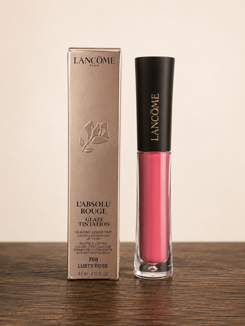 L'Absolu Rouge Glaze Tintation Liquid Lipstick - Lusty Rose